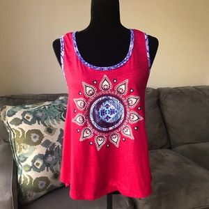 Hearts and Sun Red Halter Top Large